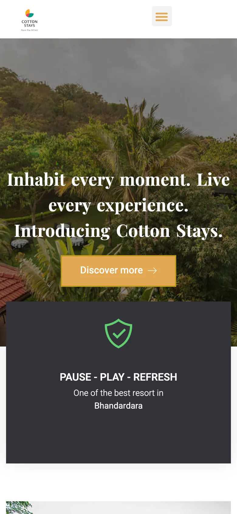 Cotton Stays website on a phone