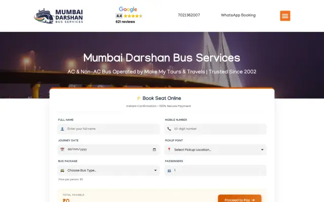 Mumbai Darshan Bus website