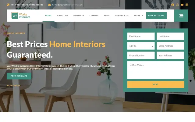 WeWorks Interiors website