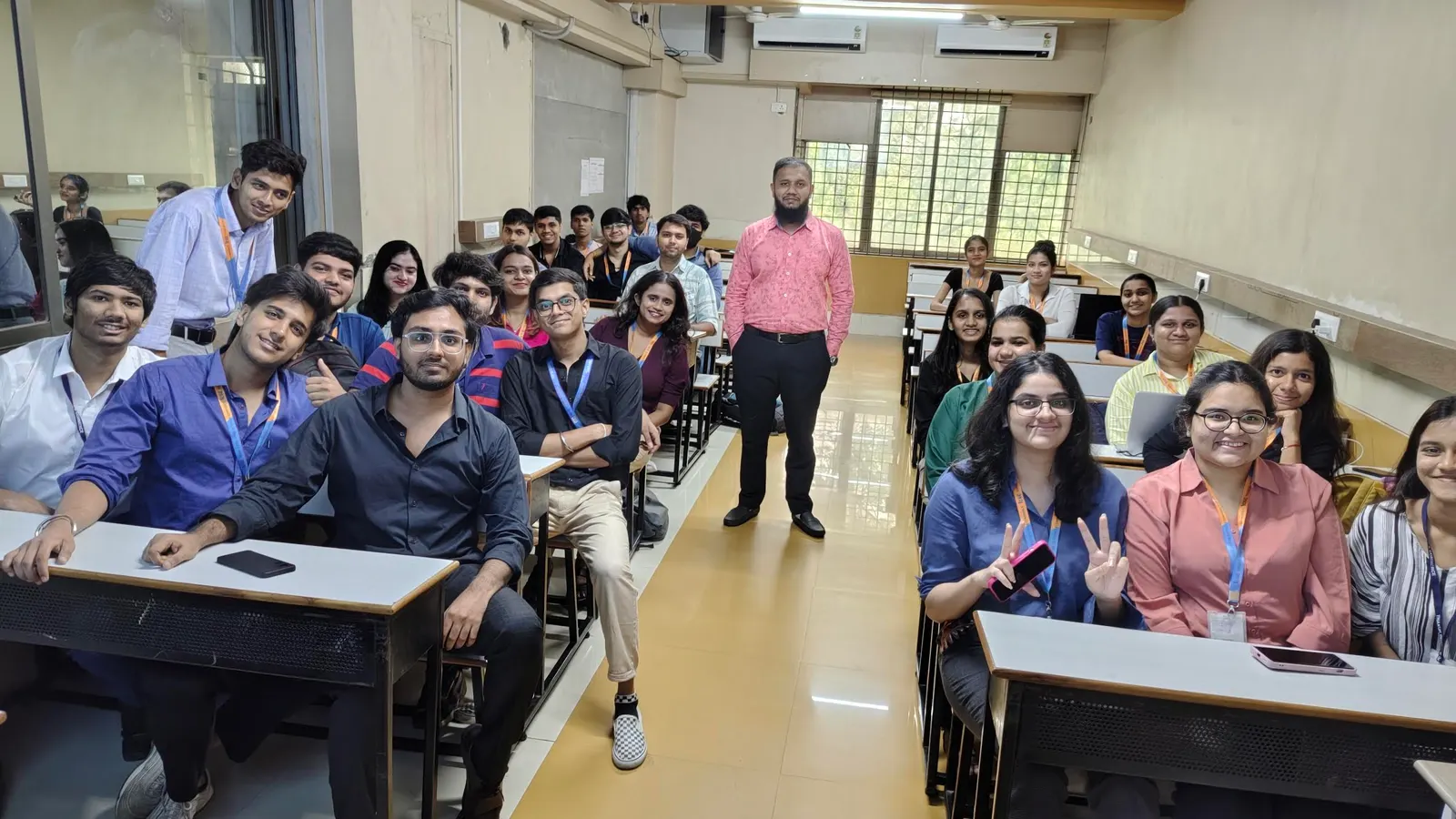Shezad Ali Khan with a college class, September 2024