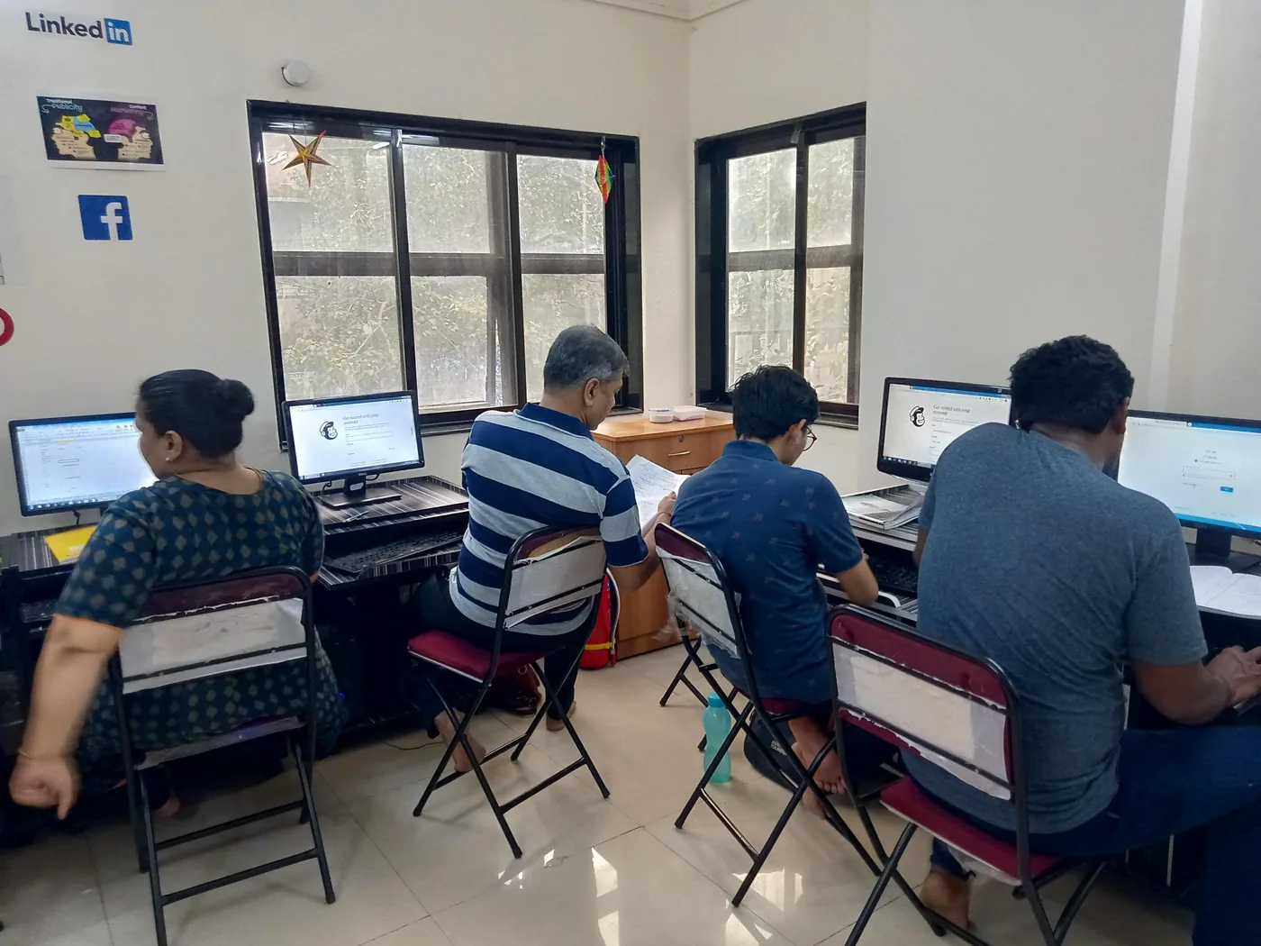 Digital marketing students working in a computer lab